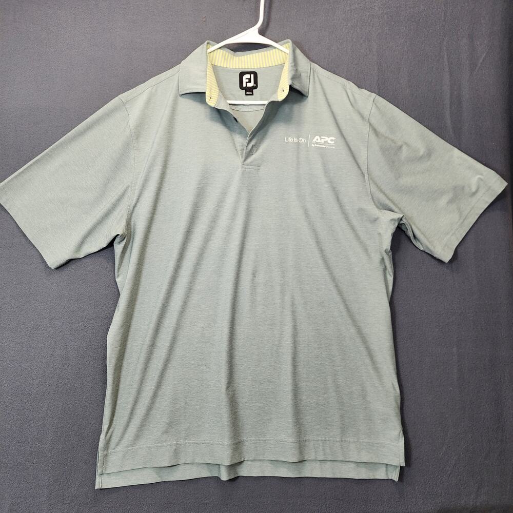 Footjoy Mens Golf Polo Shirt Large Green Performance APC Life Is On Athleisure